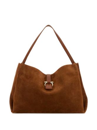 Ferragamo Brown Suede Medium Shoulder Bag