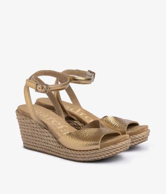Pedro Garcia Simple midi jute wedge in metallic leather| Afra | Spring Summer 26 |PEDRO GARCIA