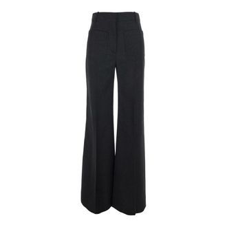 Victoria Beckham Alina Wijde Broek - Dames - Wijde Broeken - Grijs - 2XS - Wol - Broeken
