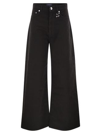Sportmax Sportmax Spdsiamese katoenen denimjeans met wijde pijpen en kenmerkend metalen detail