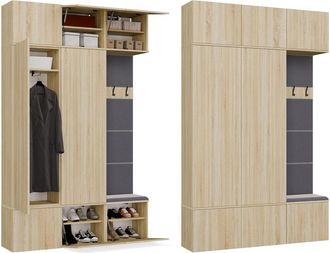 Topeshop Haga Iii 2sz1w - 2x Armario + 1x Barra De Armario - Estantes - 150x35x238 Cm - Roble Sonoma
