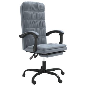 vidaXL Silla De Oficina Reclinable De Terciopelo Gris Oscuro Vidaxl