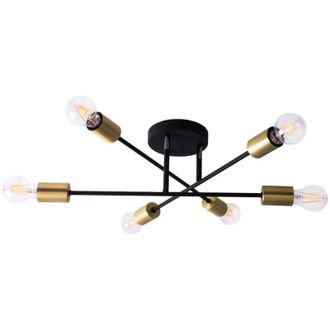 Trio Plaf&oacute;n De Dise&ntilde;o Minimalista 6 Luces Orientables Cross Black And Gold Lighting
