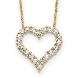 Diamond2Deal 14k Gold 1 1/2 Ct Lab Grown Diamond Open Heart Pendant Necklace 18 Clarity VS, Color D-E