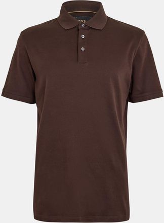 HUGO BOSS Mens Collared Neck Short Sleeve Regular Fit Shirt in Dark Brown - Size 2XL