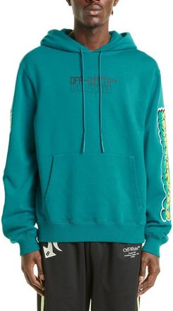 Off-white Gender Inclusive Graffiti Logo Cotton Hoodie in Petrol Blue at Nordstrom, Size Large