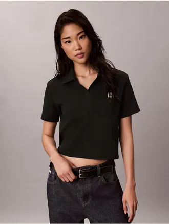 Calvin Klein Jeans Calvin Klein Womens Woven Monologo Polo Shirt - Black - XL