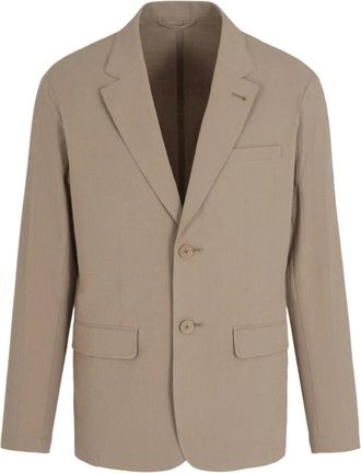 A|X Armani Exchange Stretch Katoenen Jas Twee Knopen Gevoerd - Heren - Blazers - Beige - XL - Katoen - Jassen