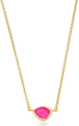Monica Vinader Gold Siren Mini Nugget Necklace Adjustable 46cm/18 Pink Quartz