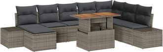 vidaXL Garden Sofa Set with Storage 9 pcs Grey Poly rattan vidaXL