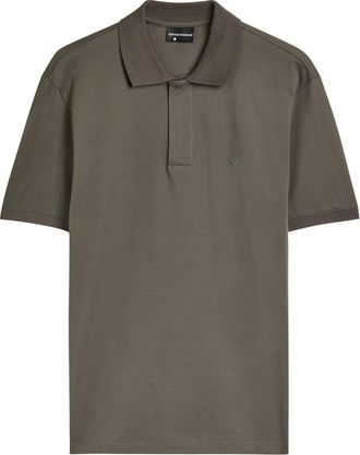 Emporio Armani Half-zip Cotton Polo Shirt - Dark Green - XL