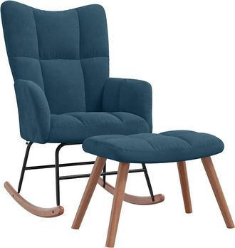 vidaXL Silla Mecedora Con Reposapi&eacute;s Terciopelo Azul Vidaxl
