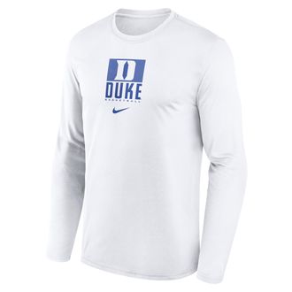 Nike Duke Courtside Nike Mens Dri-FIT College Long-Sleeve T-Shirt in White | 02TJ10ADU-NB7
