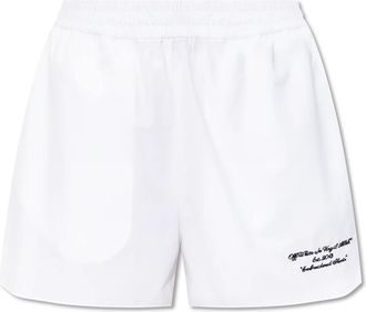 Off-white Shorts met borduursel - Dames - Bermuda - Wit - S - Katoen - Korte Broeken