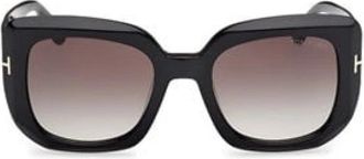 Tom Ford Vlinder Stijl Zonnebril Zwart Glanzend - Dames - Zonnebrillen - Zwart - 52 MM - Accessoires