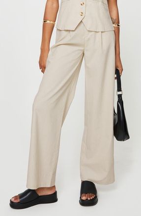 Princess Polly Cassiopeia Vest & Wide Leg Pants Set in Light Beige at Nordstrom, Size 10