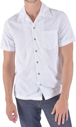HIROSHI KATO The Wrench Solid Double Gauze Camp Shirt in White at Nordstrom, Size Xx-Large