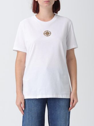 Elisabetta Franchi Cotton T-Shirt with Applied Metallic Logo