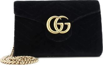 Gucci GG Marmont Chain Wallet Matelasse Velvet Mini shoulder bag - Zwart