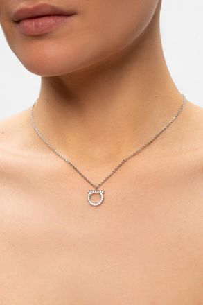 Ferragamo Logo Necklace, Womens, Silver