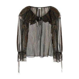 Saint Laurent Blouses, female, Multicolor, Size: M Sheer Paisley Print Blouse