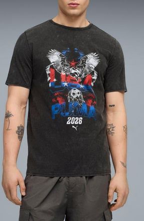 Puma Fanpack 90s Bespoke USA Cotton Graphic T-Shirt in Puma Black/Puma Red at Nordstrom, Size Xx-Large