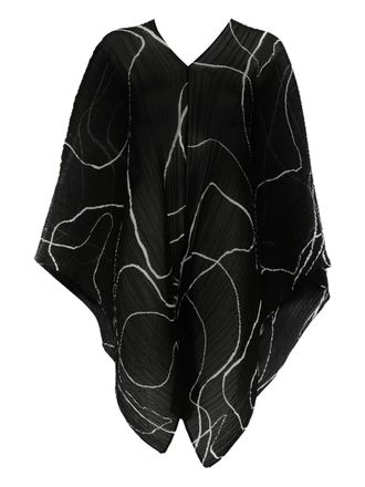 Pleats Please Issey Miyake abstract-pattern blouse - women - Fabric - OS - Black