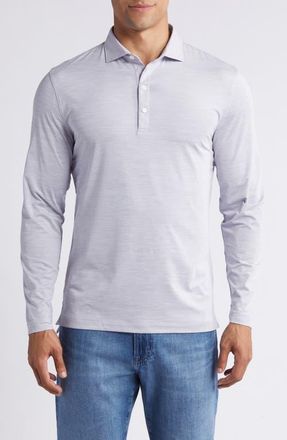 Johnnie-O Swing Long Sleeve Performance Polo in Light Gray at Nordstrom, Size Xx-Large