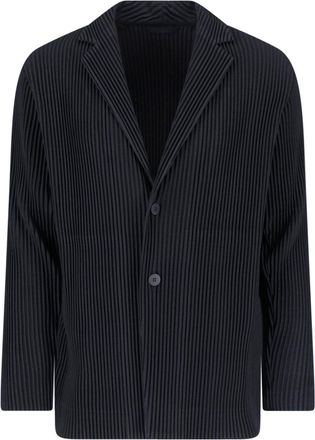 Homme Pliss&eacute; Issey Miyake Black Pleated Classic Lapel Blazer