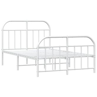 Berkfield Home Metal Bed Frame with Headboard & Footboard White 120x200 cm | Size: Small Double