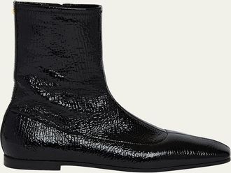 Valentino Garavani Mens Glovely Patent Zip Ankle Boots