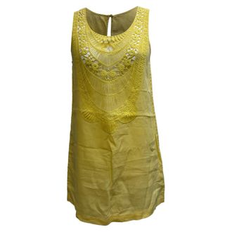 Miguelina V-Neck Tunic in Yellow Linen