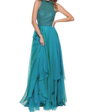 Sherri Hill Halter Prom Dress In Jade