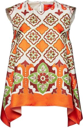 La DoubleJ San Carlo asymmetric printed silk blouse - women - Silk - L - Orange