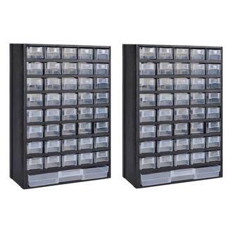 Berkfield Home 41-Drawer Storage Cabinet Tool Box 2 pcs Plastic in Black