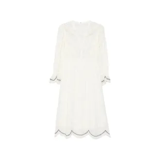 BA&SH Robe Prisco Lace Trim Midi Dress