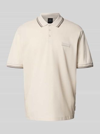 A|X Armani Exchange Regular Fit Poloshirt mit Knopfleiste in Offwhite, Gr&ouml;&szlig;e L