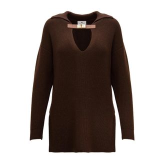 Elisabetta Franchi V-hals Breiwerk - Dames - Truien - Bruin - Maat: S Wol