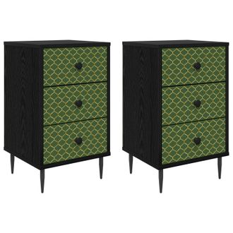 vidaXL Mesa De Noche Geleen 2 Uds. Roble Negro 36 X 33 X 61 Cm Vidaxl