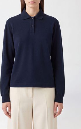 Jil Sander Polo a maniche lunghe in cotone con profili e colletto a contrasto