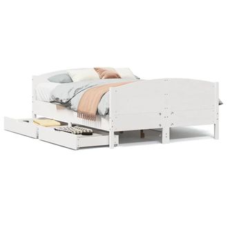Berkfield Home Bed Frame without Mattress White 135x190 cm Double Solid Wood Pine