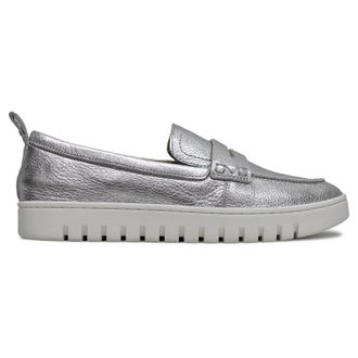 Vionic Uptown Leather Womens Boat Shoes - Silver - Size:UK 7