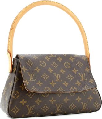 Louis Vuitton Borsa a tracolla Looping mini in tela con monogramma - Marrone