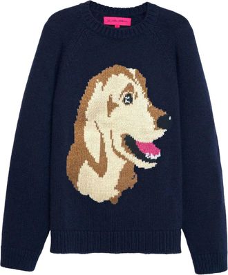 The Elder Statesman Maglione con motivo Retriever - Blu