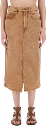 Isabel Marant Brown Solid Midi Skirt