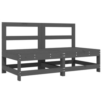 Berkfield Home Garden Middle Sofas 2 pcs Grey Solid Wood Pine