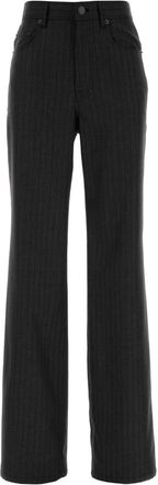 Balenciaga Womens Embroidered Wool Palazzo Pant - Black - Size EU 36 (Womens)