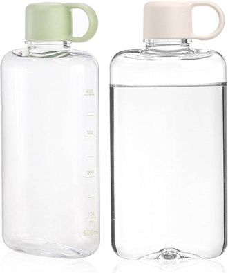 No Brand Botellas De Agua Planas Port&aacute;tiles, Botella Delgada De 17 Oz Sin Bpa, Botellas De Agua De Pl&aacute;stico Para Viajes, Ideales Para Deportes Al Aire Libre, A