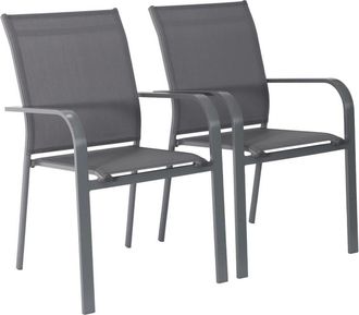 Sweeek Silla de jard&iacute;n apilable de aluminio y textileno, set de 2, antracita