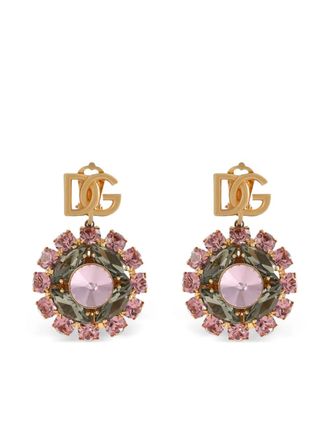 Dolce & Gabbana Re-Edition drop earrings - women - Brass/glass - One Size - Gold